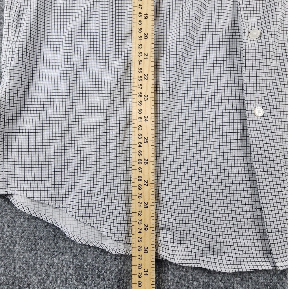 Report Collection Premium Performance Slim Fit Dress Shirt White Black Grid XL - Picture 6 of 8